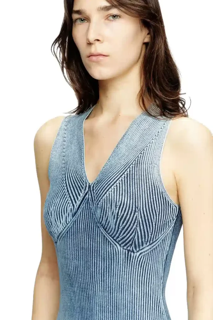 m-milong Robe midi en fil denim à effet brillant
