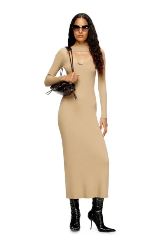 m-oloni Robe midi en laine avec incrustation