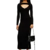 m-oloni Robe midi en laine avec incrustation