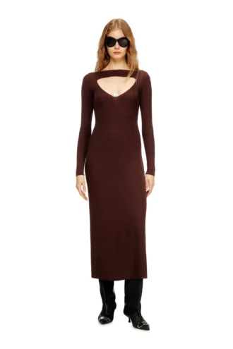m-oloni Robe midi en laine avec incrustation