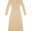 m-oloni Robe midi en laine avec incrustation