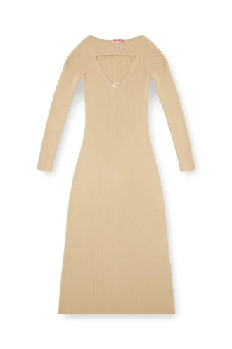 m-oloni Robe midi en laine avec incrustation