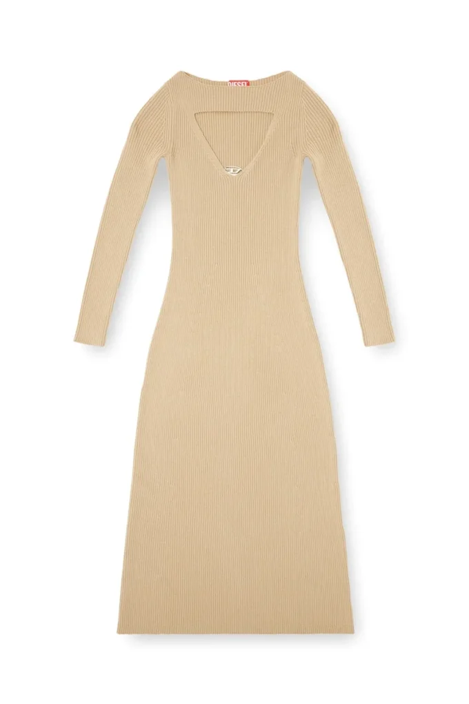 m-oloni Robe midi en laine avec incrustation