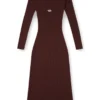 m-oloni Robe midi en laine avec incrustation