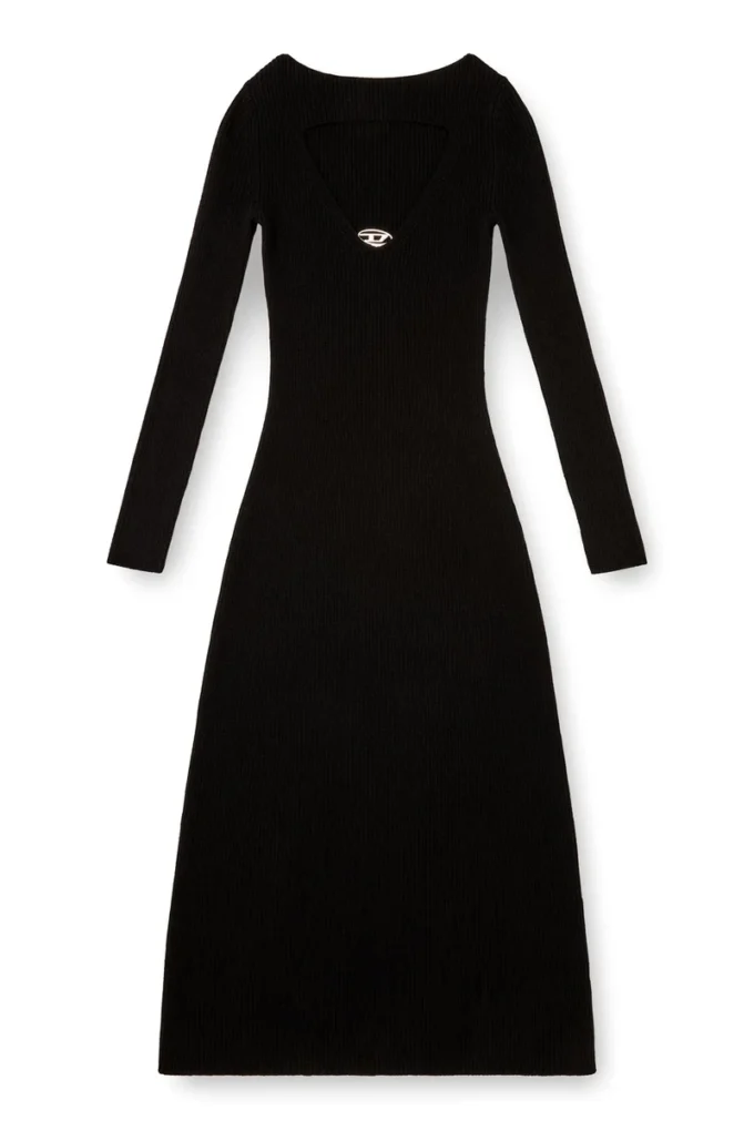 m-oloni Robe midi en laine avec incrustation