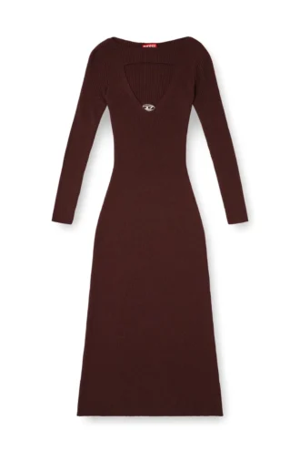 m-oloni Robe midi en laine avec incrustation