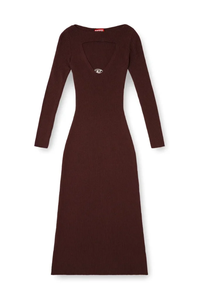 m-oloni Robe midi en laine avec incrustation