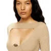 m-oloni Robe midi en laine avec incrustation