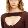 m-oloni Robe midi en laine avec incrustation