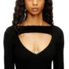 m-oloni Robe midi en laine avec incrustation