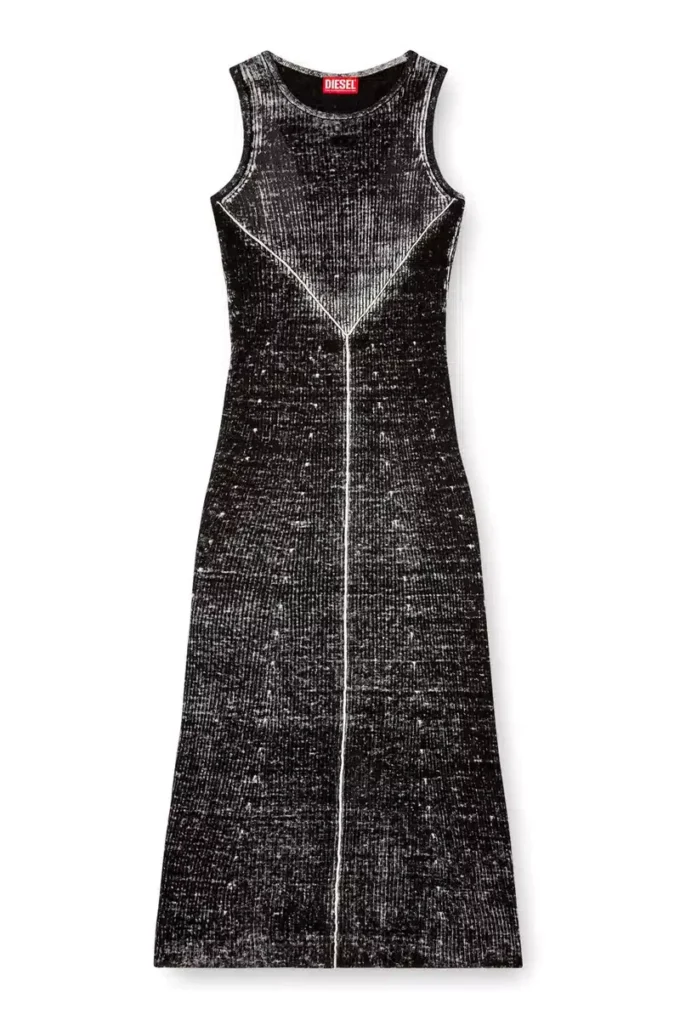 m-rab Robe en lin tricoté avec logo découpé