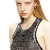 m-rab Robe en lin tricoté avec logo découpé