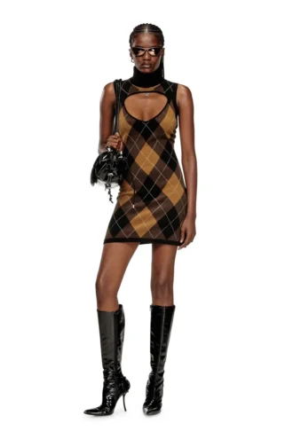 m-romko-dress Robe en laine à motif argyle