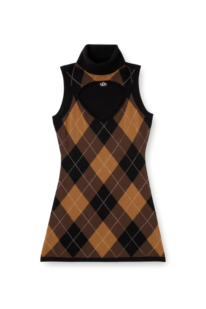 m-romko-dress Robe en laine à motif argyle