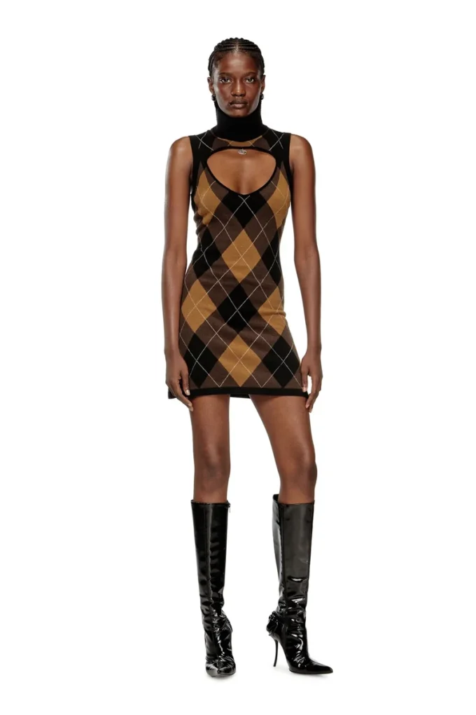 m-romko-dress Robe en laine à motif argyle