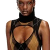 m-romko-dress Robe en laine à motif argyle