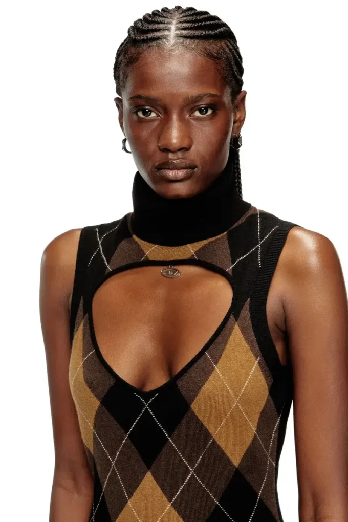 m-romko-dress Robe en laine à motif argyle