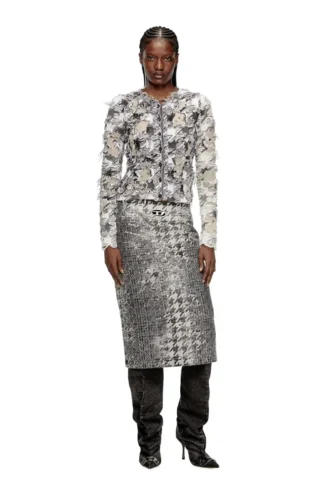 m-sibylla Cardigan en jacquard pied-de-poule dévoré