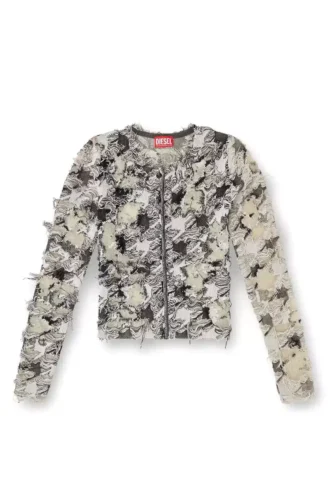m-sibylla Cardigan en jacquard pied-de-poule dévoré