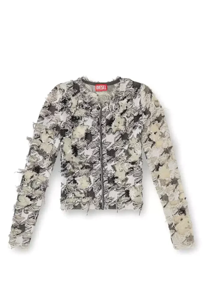 m-sibylla Cardigan en jacquard pied-de-poule dévoré