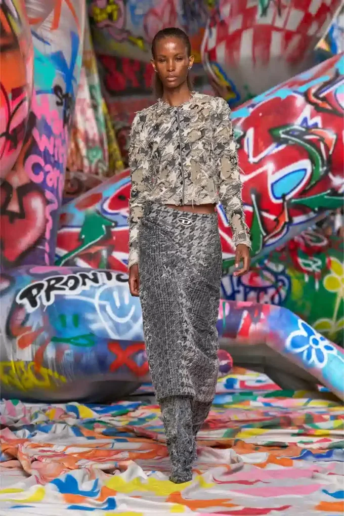 m-sibylla Cardigan en jacquard pied-de-poule dévoré
