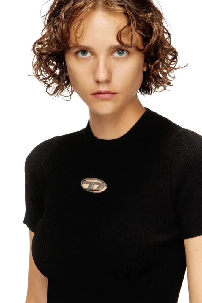 m-valari-ss Pull à manches courtes avec logo Oval D métallique