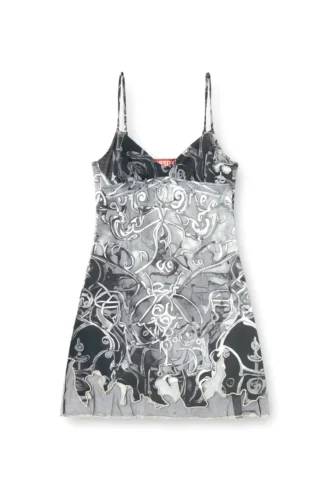 Mini-robe en nylon avec incrustation et imprimé héraldique