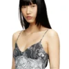 Mini-robe en nylon avec incrustation et imprimé héraldique