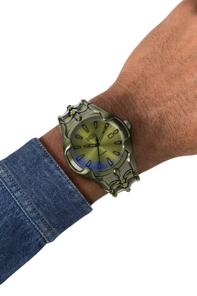 Montre dz2221 Vert Montre à trois aiguilles avec date en acier inoxydable vert