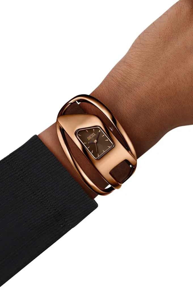 Montre dz5630 Montre Wrap-D en cuir marron
