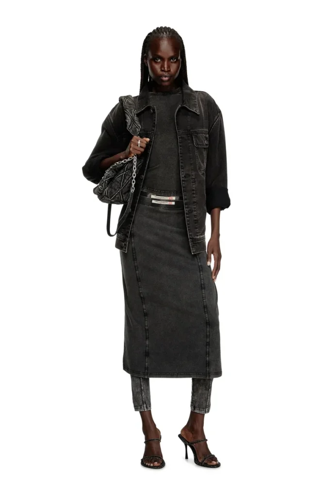 o-allegra Jupe midi effet denim