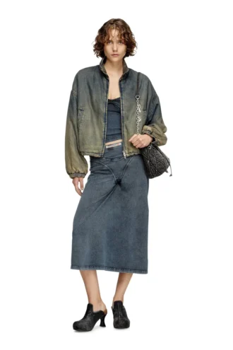 o-alline Jupe midi en jersey effet denim