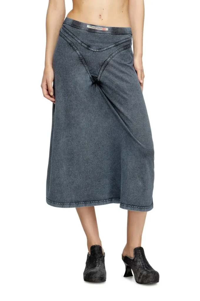 o-alline Jupe midi en jersey effet denim