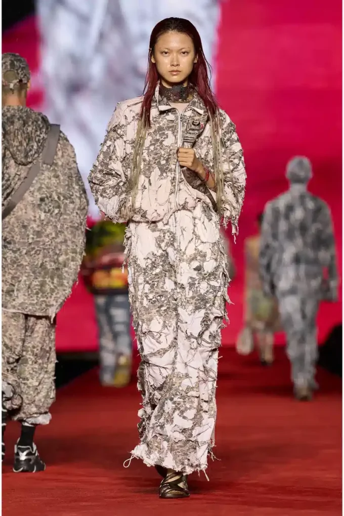 o-hockys Jupe longue avec couche camouflage déchirée