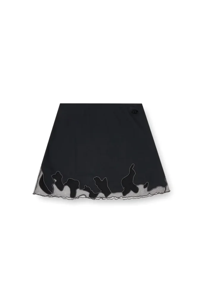 o-lane-r1 Mini-jupe en nylon avec empiècement en tulle