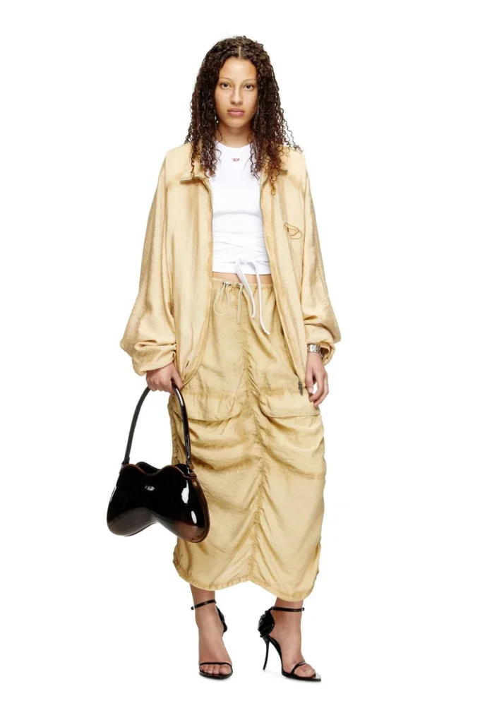 o-racle Jupe midi cargo en viscose-nylon traité