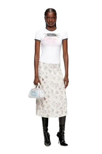 o-rchid-r1 Jupe midi en viscose avec imprimé intégral
