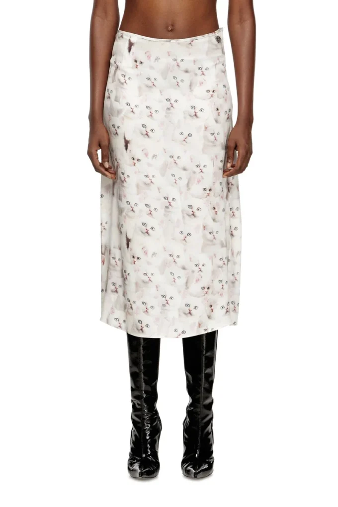 o-rchid-r1 Jupe midi en viscose avec imprimé intégral