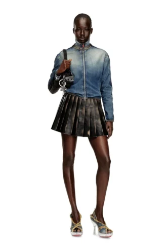 o-saka-mini Jupe courte plissée à effet vieilli