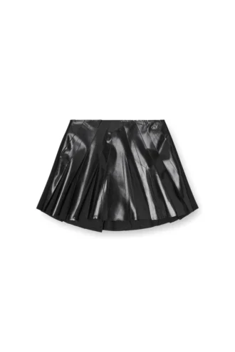 o-zirc-s1 Jupe courte plissée en tissu enduit
