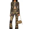p-affal Pantalon jazz avec imprimés camouflage mélangés