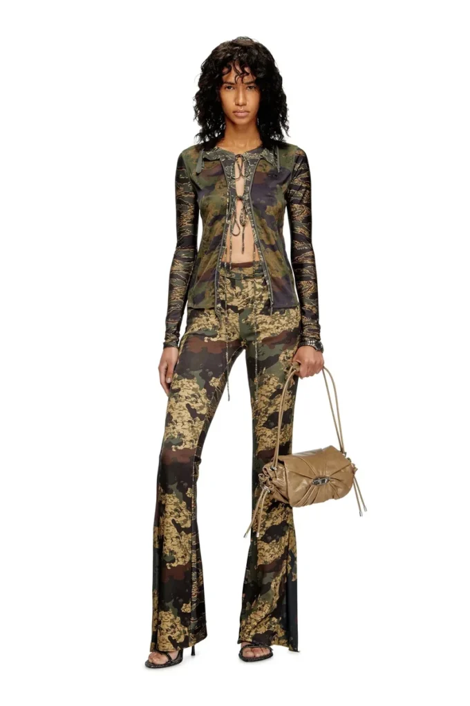 p-affal Pantalon jazz avec imprimés camouflage mélangés