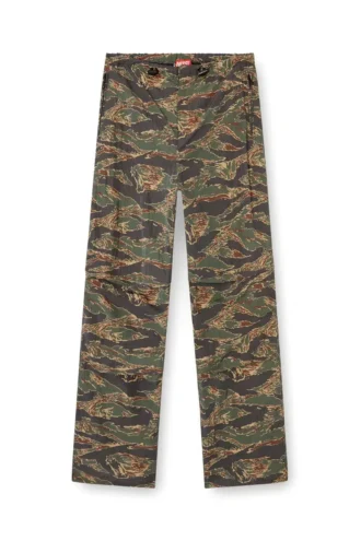 p-anic Pantalon cargo en nylon imprimé camouflage