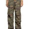 p-anic Pantalon cargo en nylon imprimé camouflage