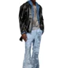 p-belb-p1 Pantalon de survêtement évasé en jersey enduit