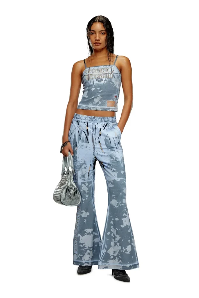 p-belb-p1 Pantalon de survêtement évasé en jersey enduit