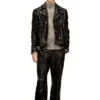 p-bru Pantalon élastiqué en cuir bouilli