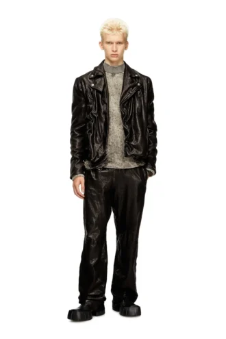 p-bru Pantalon élastiqué en cuir bouilli