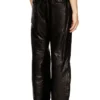 p-bru Pantalon élastiqué en cuir bouilli