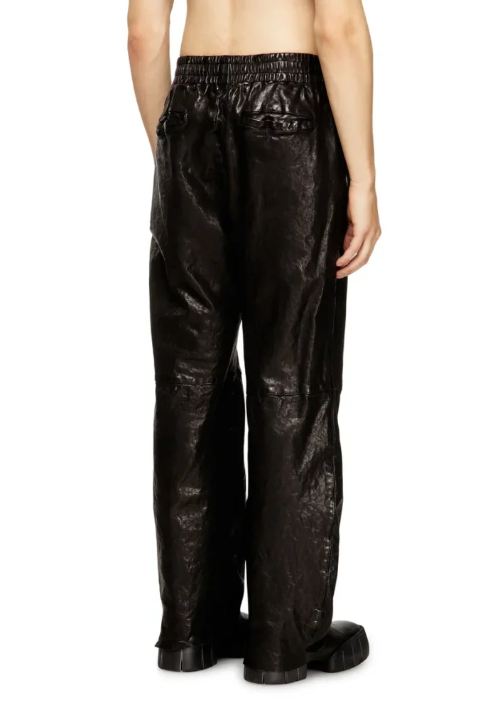 p-bru Pantalon élastiqué en cuir bouilli